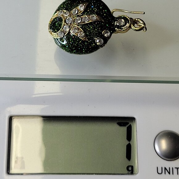 Green and Silver Small Round Earrings - Picture 7 of 7